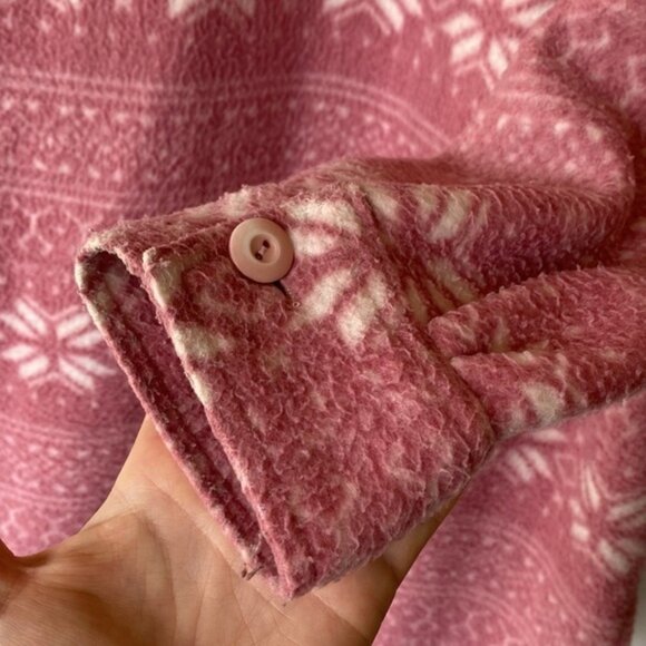 Vintage Great Lakes Country dusty pink snowflake polar fleece shacket top - Picture 7 of 9